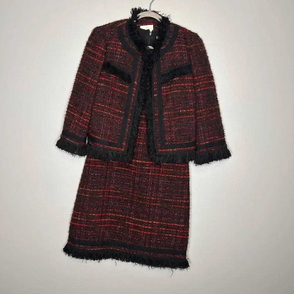 Kate Spade Multi Tweed Fringe Jacket and Dress Suit